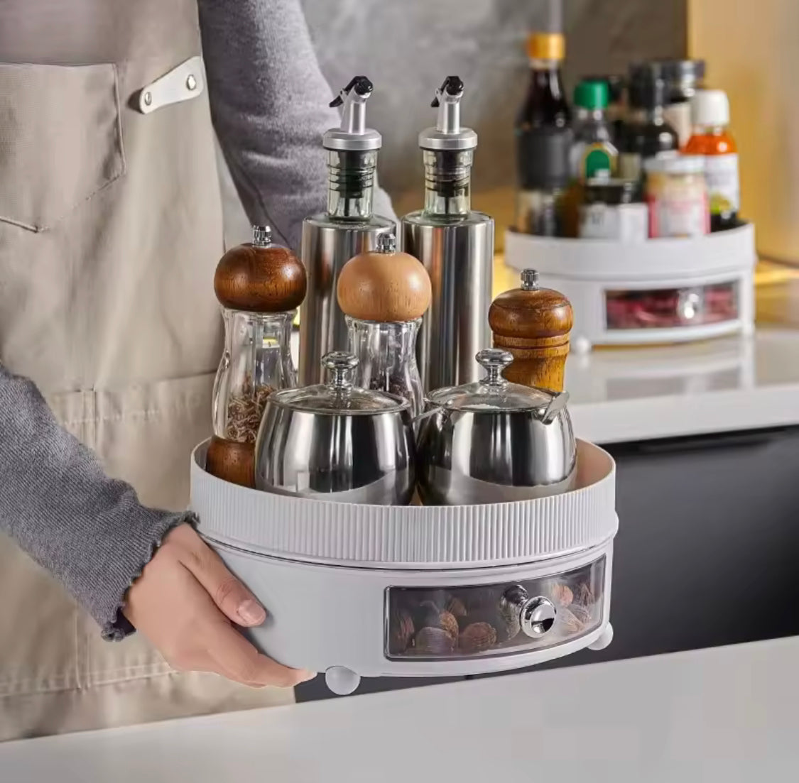 360° Rotation Spice Rack, Large Capacity Cosmetic Storage Tray, Kitchen Seasoning Cosmetic Tray 360° Rotation Spice Rack, Large Capacity Cosmetic Storage Tray, Kitchen Seasoning Cosmetic Tray